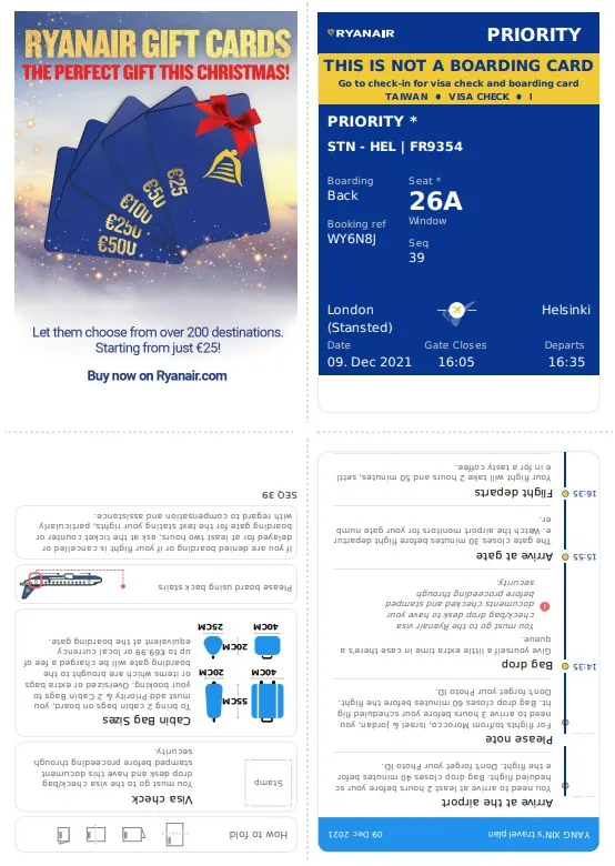 如果是飛往需要查驗旅遊文件的國家 紙本的機票下載也只是購票證明